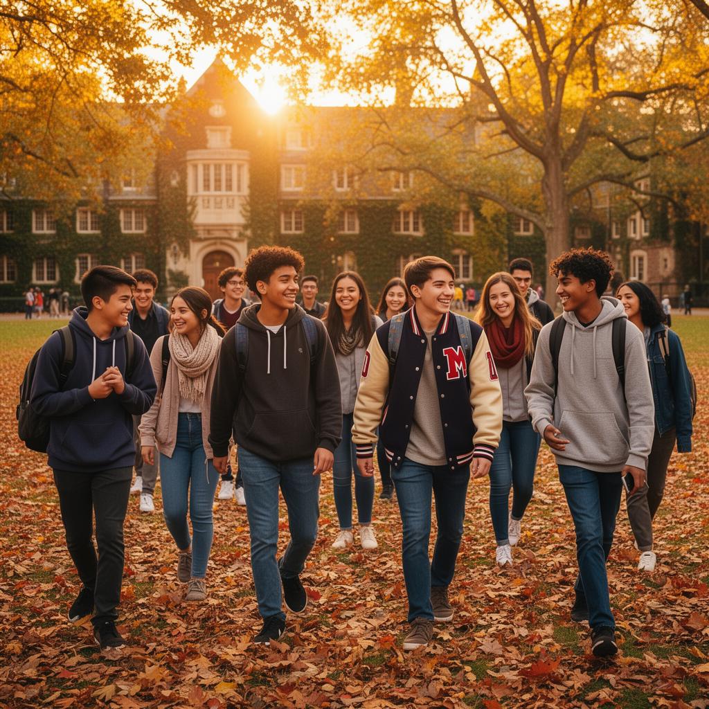 Estudiantes de high school en campus